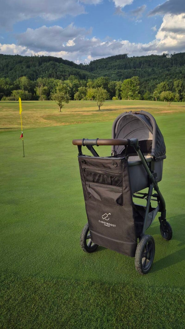 CaddyBoost  Ultralight - Golftaschen Aufsatz für Kinderwagen oder Trolley