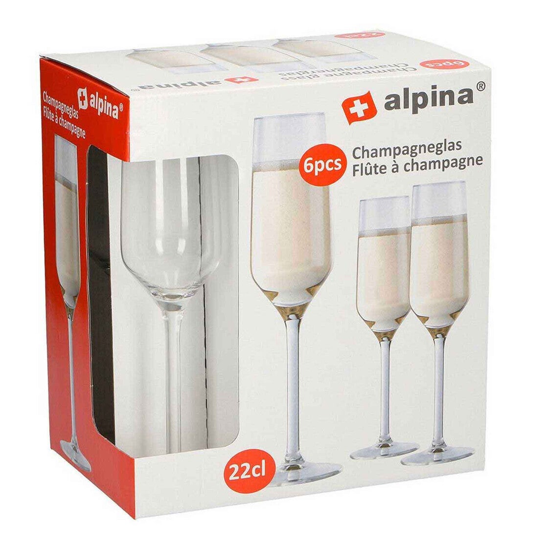 Alpina 6 tlg Sektgläser Set, 220 ml, klar - Champagne flûtes - Sekt