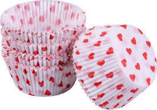 Papier-Backförmchen Herz - paper baking cases - Muffin moules / caissettes papier
