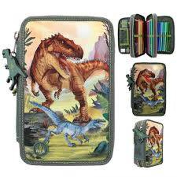 Dino World 3 Fach Federtasche LED trousse pencil case