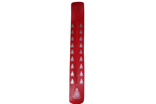 Porte-Encens Attrape-Cendre en Bois Rouge – Motif Bouddha