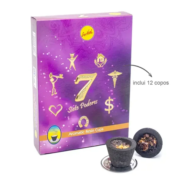 7 Siete Poderes – Résines aromatiques spirituelles – Encens en coupelles – Chance, amour, protection, prospérité