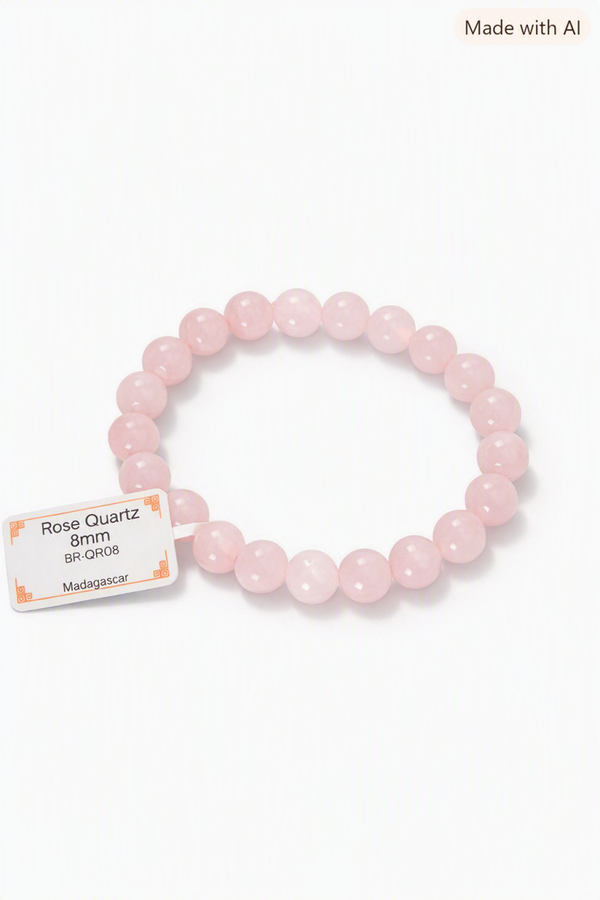 Bracelet Quartz Rose 8mm – Pierre de l’Amour et de la Douceur – Origine Madagascar – Énergie Apaisante