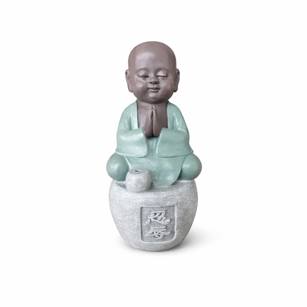 Porte‑encens moine zen  – statue spirituelle de méditation et décoration artisanale