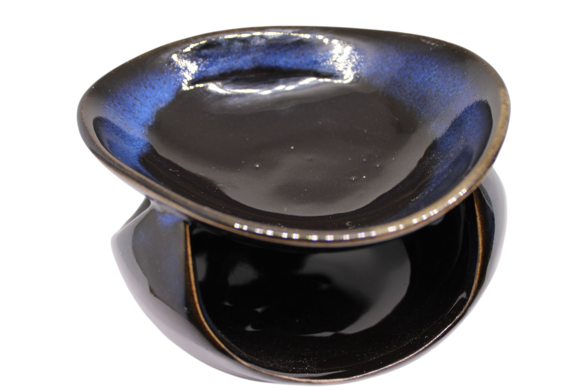 Brûleur d’Huiles Essentielles – Design Abstrait Bleu Foncé