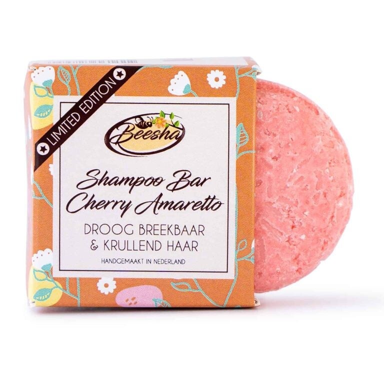 Beesha Shampoo Bar Cherry & Amaretto - Droog, Breekbaar en Krullen