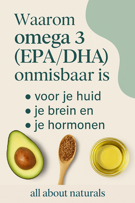 Omega 3-vetzuren zijn meervoudig onverzadigde vetzuren die je lichaam nodig heeft voor allerlei processen. Je kunt ze niet zelf aanmaken, dus je moet ze uit voeding of supplementen halen. Er zijn drie hoofdvormen van omega 3: ALA (alfa-linoleenzuur) – k