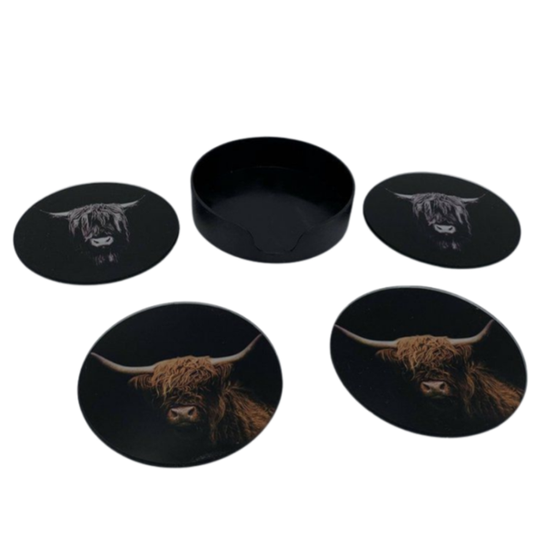 Hooglanders Glazen Onderzetters