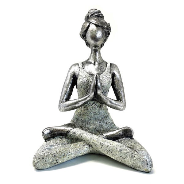 Yoga Vrouw Zilver/Wit 24 cm