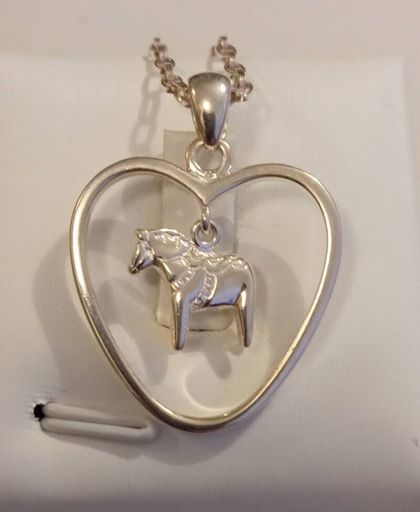 Dalahäst i hjärta 925 silver