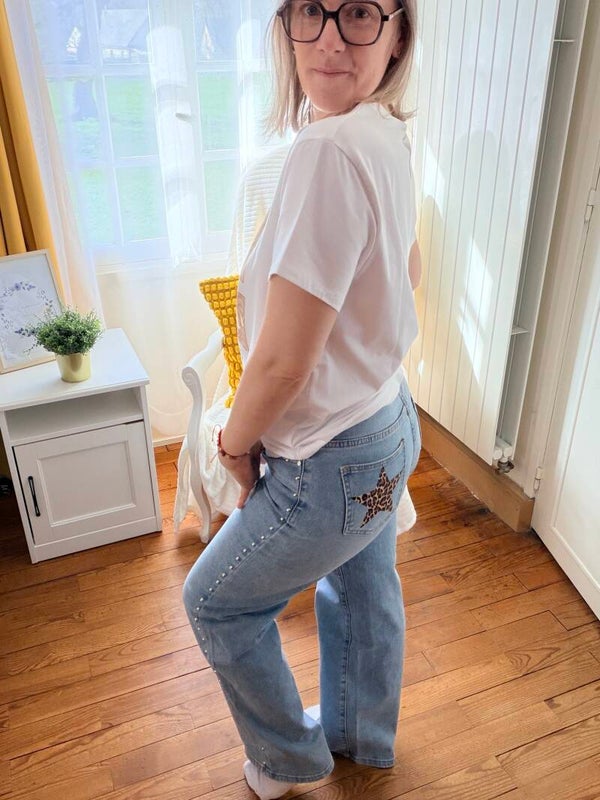 Jeans clouté + étoile Léo