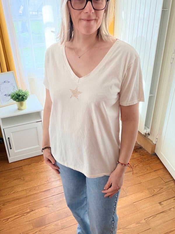 T.shirt étoile beige