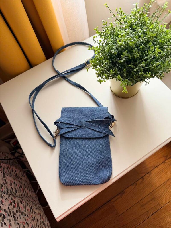 Sac téléphone noeud jeans