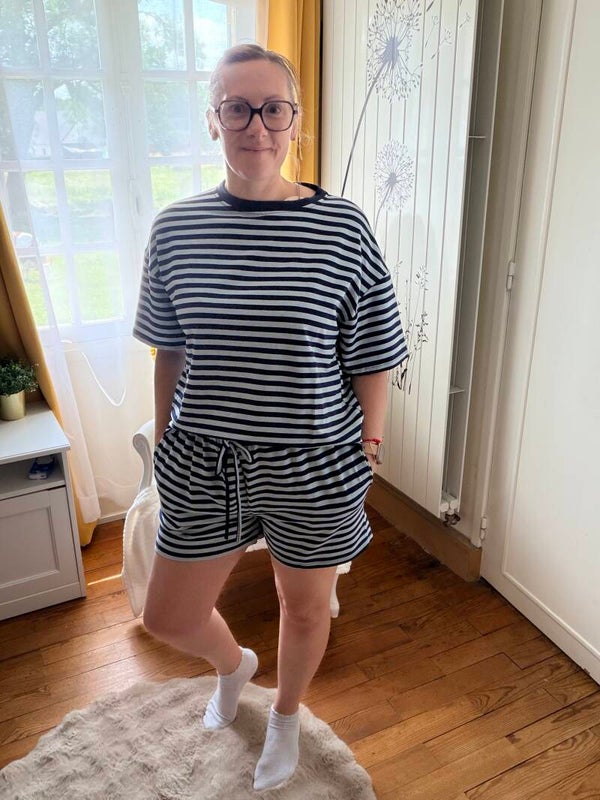 Ensemble short marine/bleu ciel