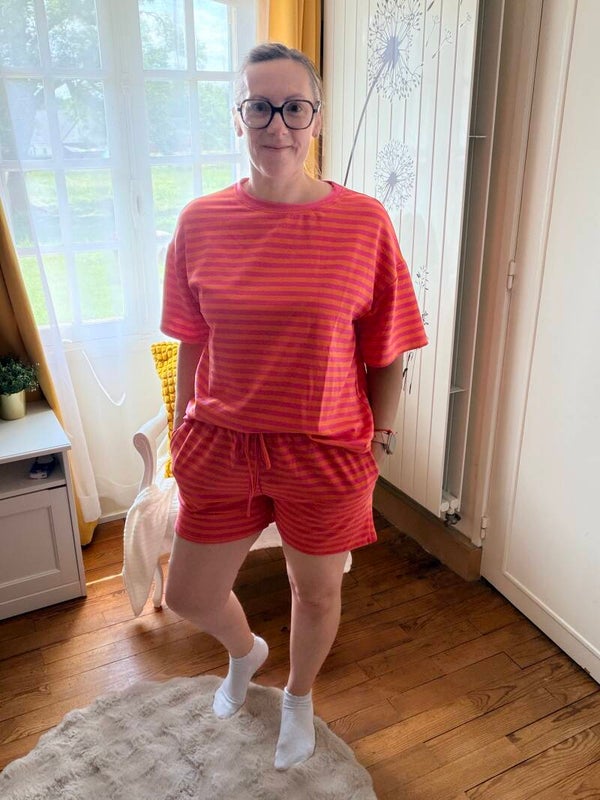 Ensemble short orange/rose