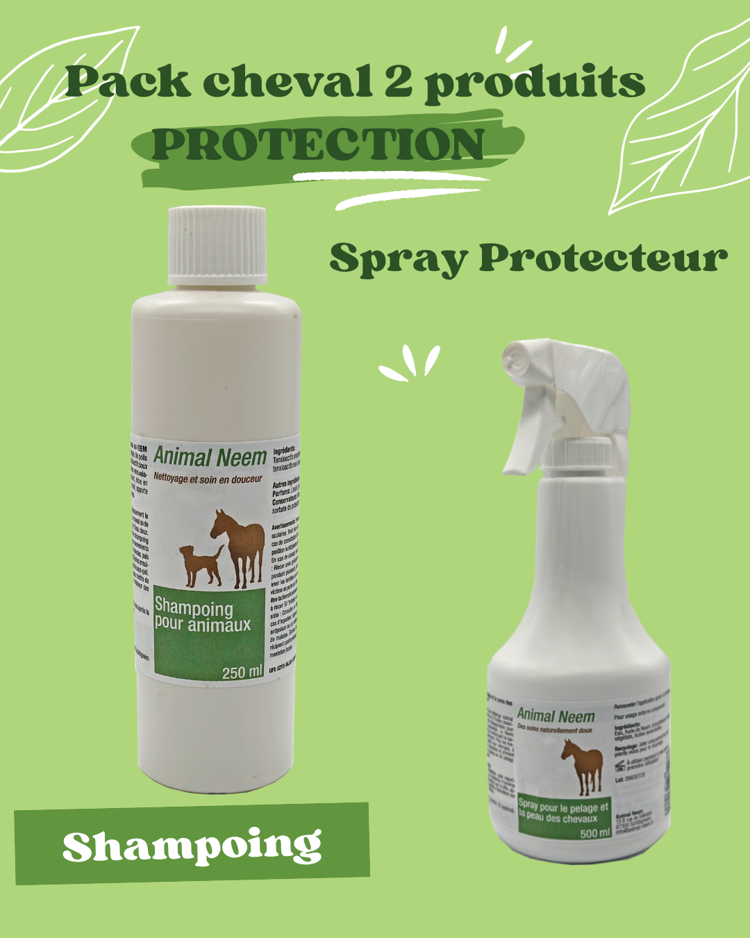 Pack 2 produits cheval soin naturel portection à l'huile de Neem
