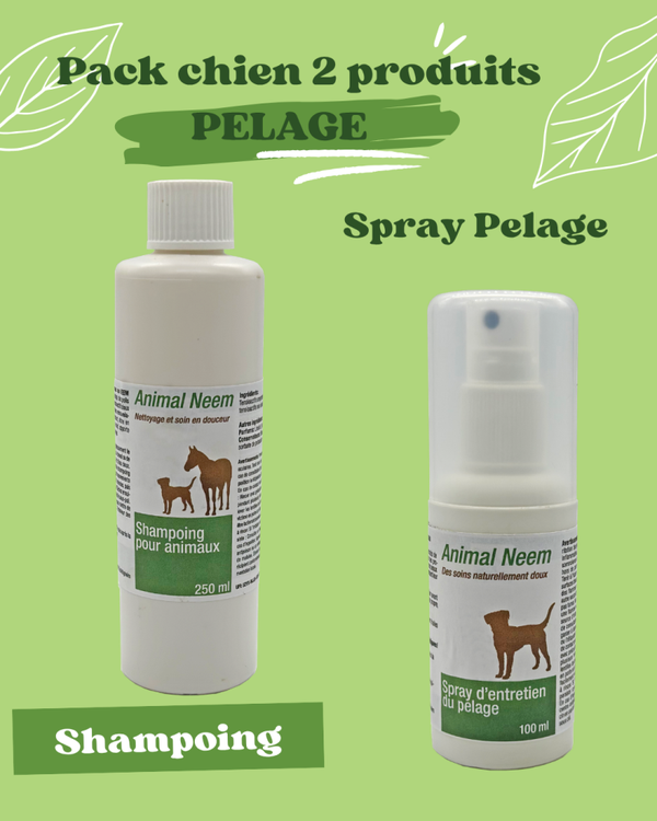 Pack 2 produits chien soin naturel entretien pelage à l'huile de Neem