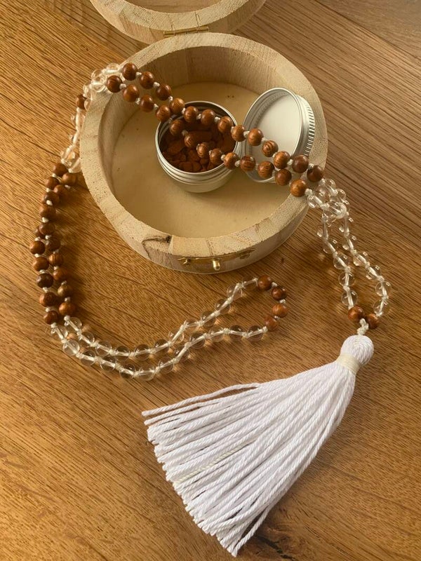 Duft Mala Kette Bergkristall