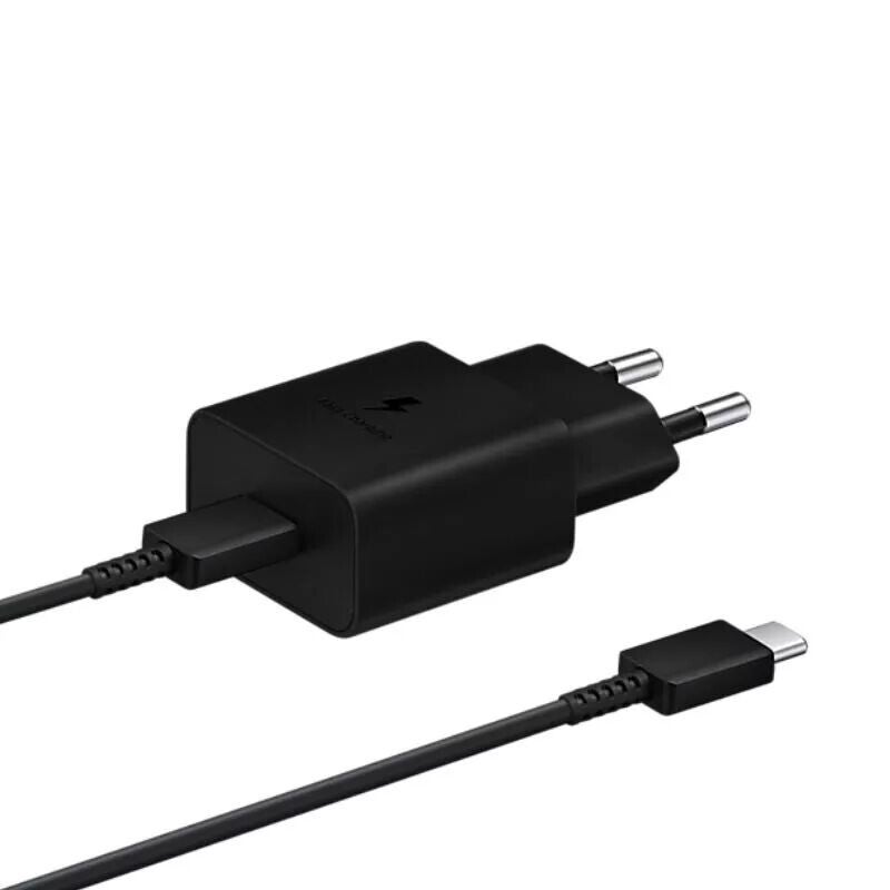 Adaptateur secteur USB-C avec cable ORIGINAL USB-C/Type C charge rapide Samsung 25W EP-T2510XBEGEU (Boite/blister) noir