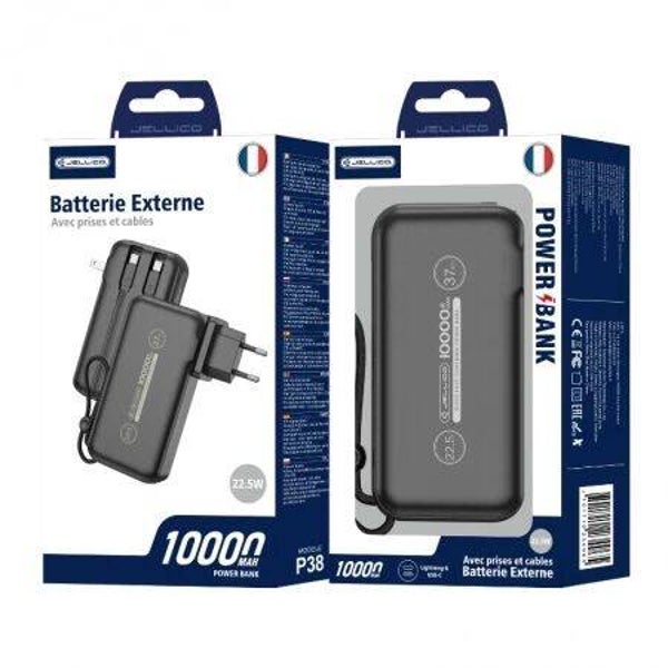 Power bank 22.5W double port 10 000mAh JELLICO P38 noir