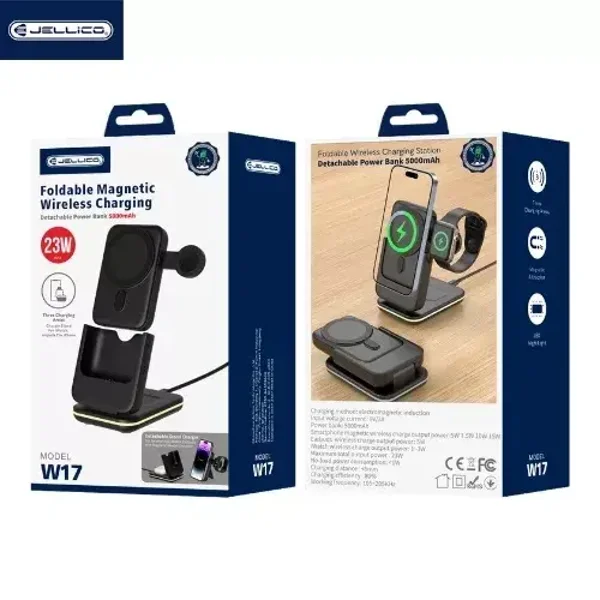 Station de recharge 5 en 1 sans fil (15W) JELLICO W17 (Boite/blister) noir