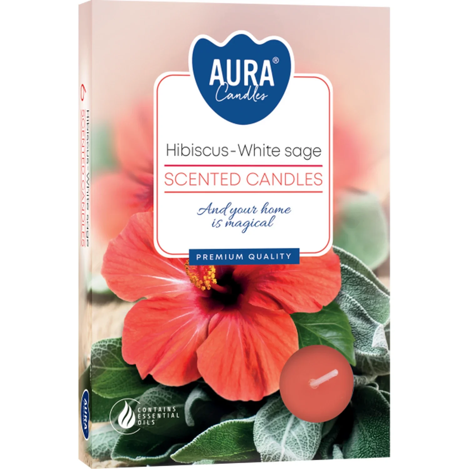 Set of 6 Scented Tealights - Hibiscus & White Sage