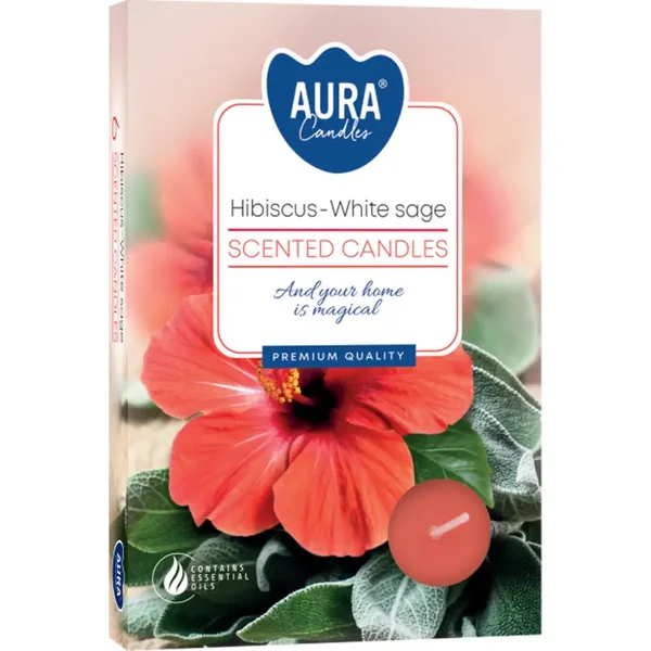 Set of 6 Scented Tealights - Hibiscus & White Sage