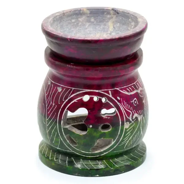 Small Coloured Soapstone Oil Burner 8cm - Om & Elephant