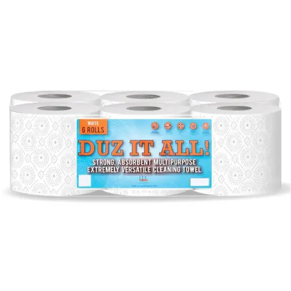 Duz It All! White Value Centrefeed Paper Tissue 6 Roll Pack