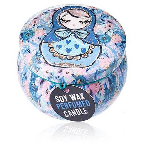 Art Tin Candle Russian Dolls - Dolly Blue