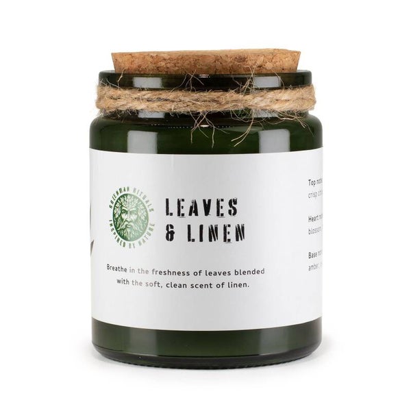 Greenman Woodwick Soy Candle - Leaves & Linen