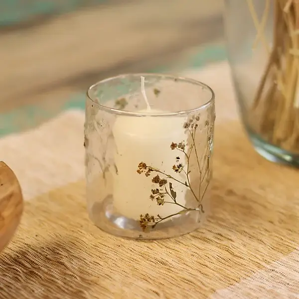 Natural Floral Glass - Straight Candle Holder - Margarita