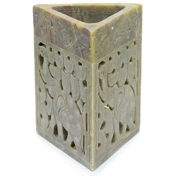 Triangle Soapstone Oil Burner 11x9cm - Elephant