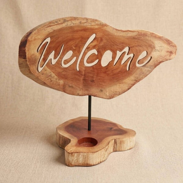 Candle Holder Sign - Welcome