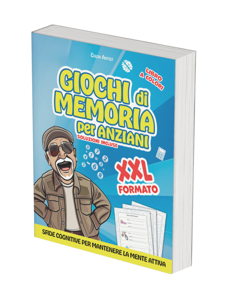 giochi di memoria per anziani, alzheimer, regalo per anziani, schede cognitive anziani, combattere l'alzheimer, libro a colori