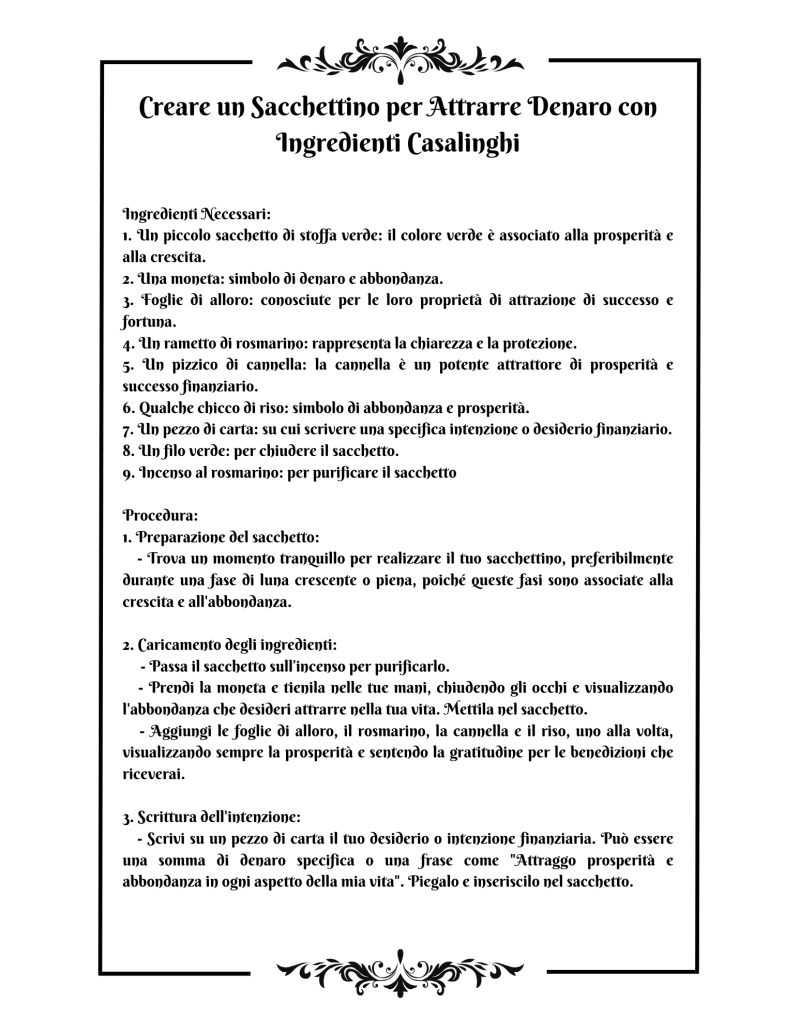 creare amuleto, per attrarre denaro, stregoneria, inacntesimo, wicca, magia nera, magia bianca