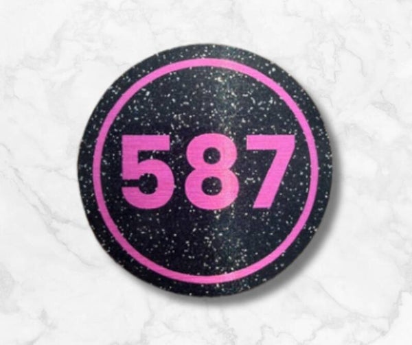 Magnetisch Wedstrijdnummer - Zwart / Roze met glitters