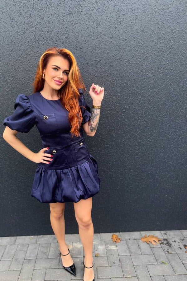 Jurk blauw knoopjes