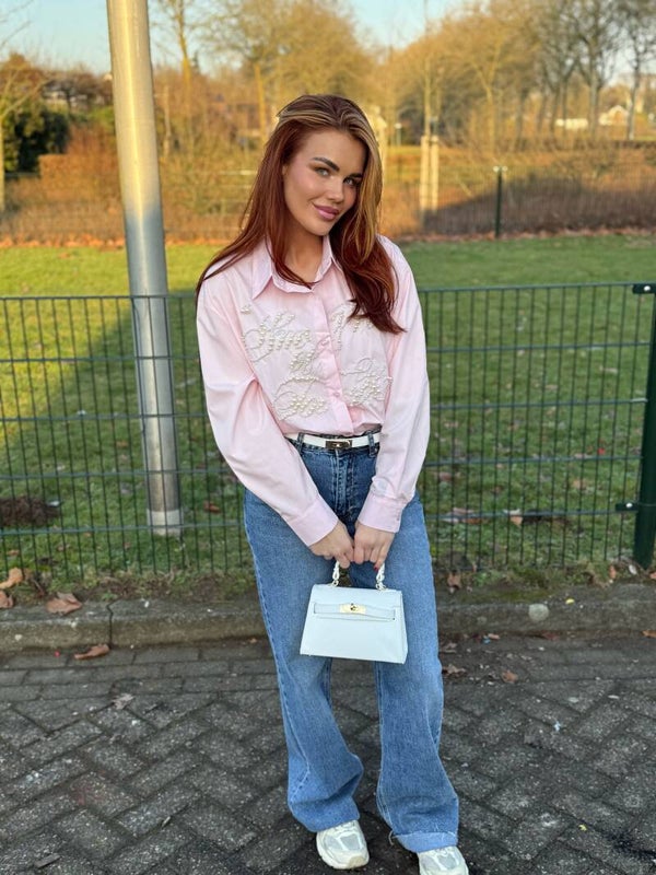 Parel blouse roze