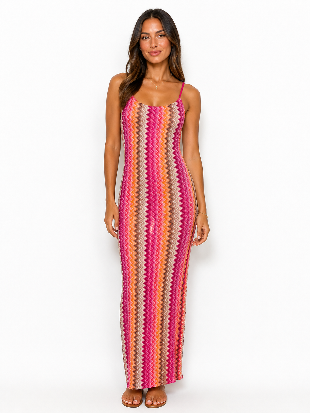 Summer dress pink & orange