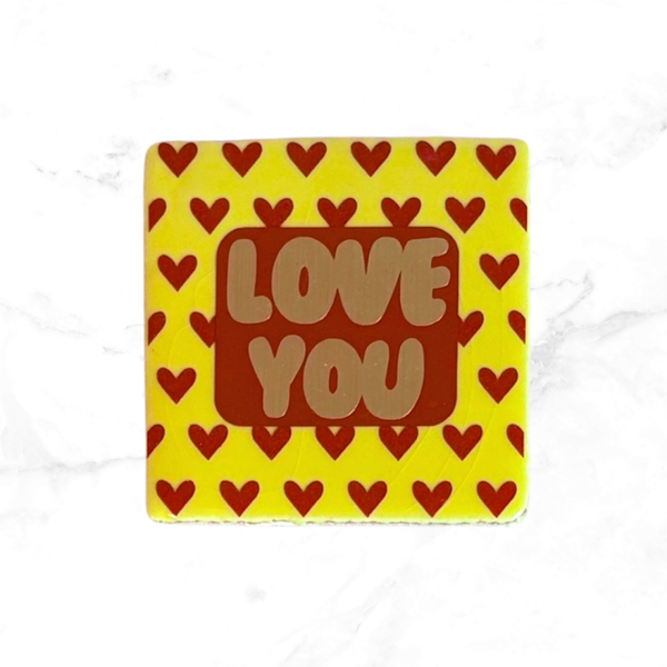 Tegel Hartjes LOVE YOU - geel