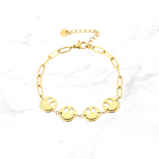 RVS Armband Smiley - Goud
