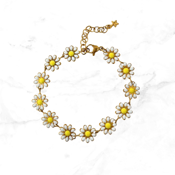 RVS Armband Bloemetjes - Wit