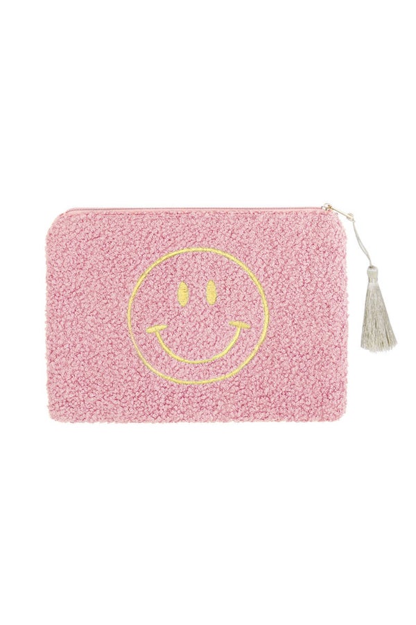 Make-up tasje teddy smiley - Roze