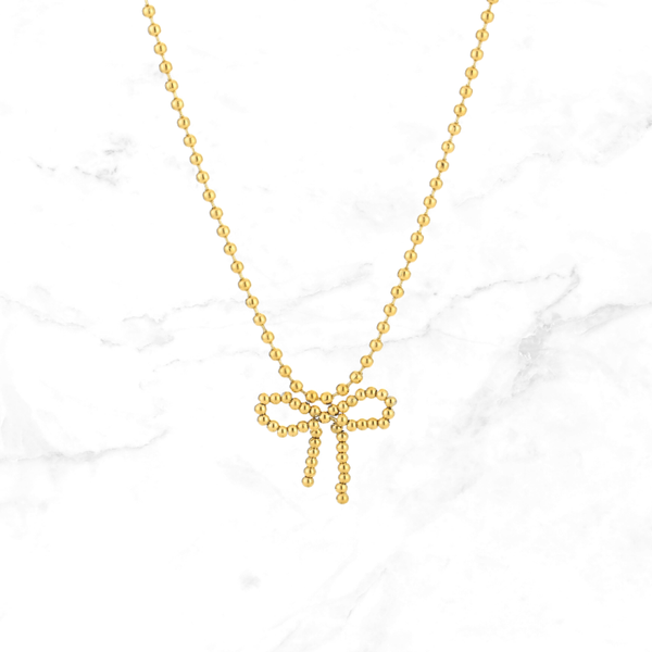 RVS Bolletjesketting Strik - Goud