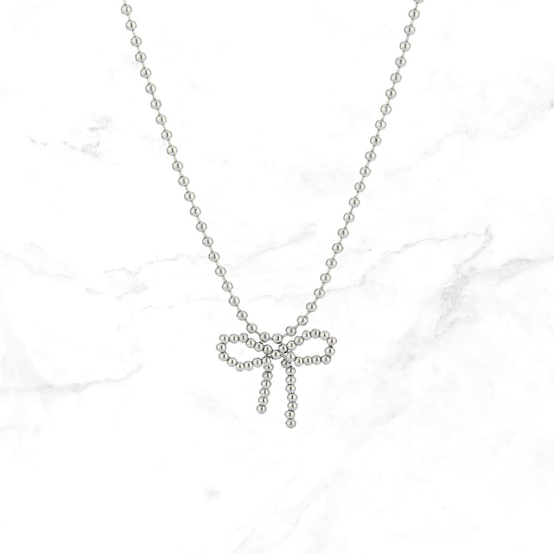 RVS Bolletjesketting Strik - Zilver