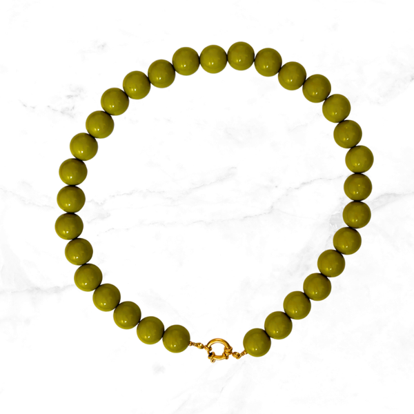 Kralenketting - Olijfgroen