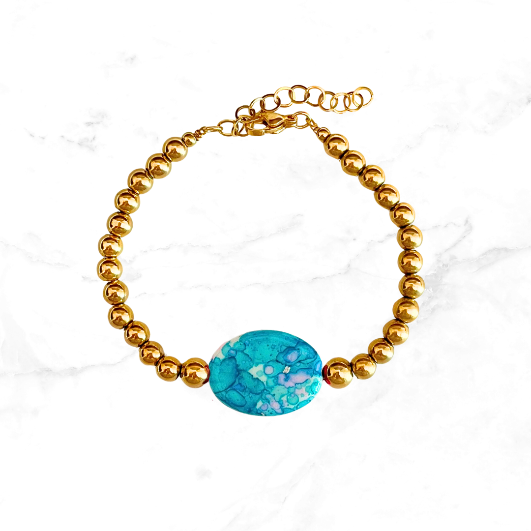 RVS armband Ovaal - Turquoise