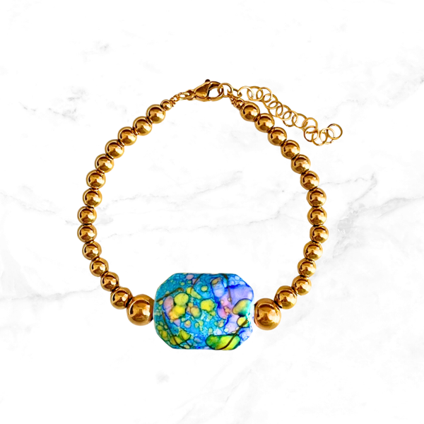 RVS armband Zeshoekig - Blauw