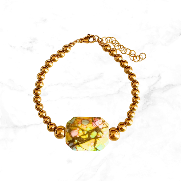 RVS armband Zeshoekig - Geel